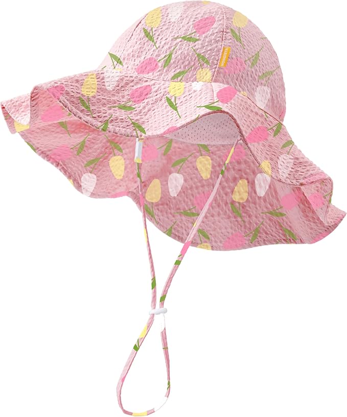 HONGTEYA Baby Sun Hat Wide Brim Adjustable Toddler Beach Bucket Hat | Soft by HONGTEYA