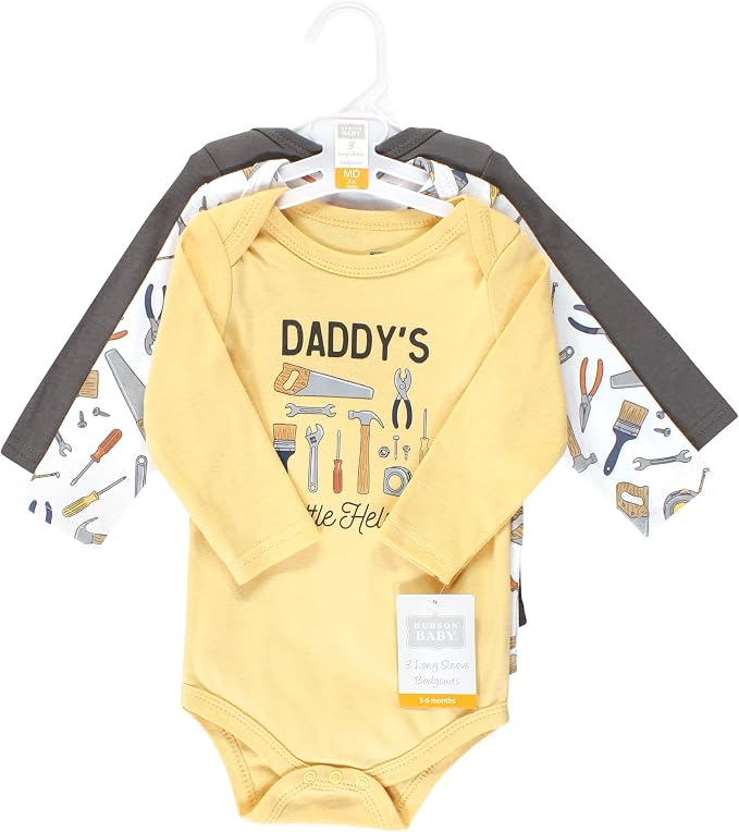 Hudson Baby baby-boys Cotton Long-sleeve Bodysuits 3-pack - Image 2
