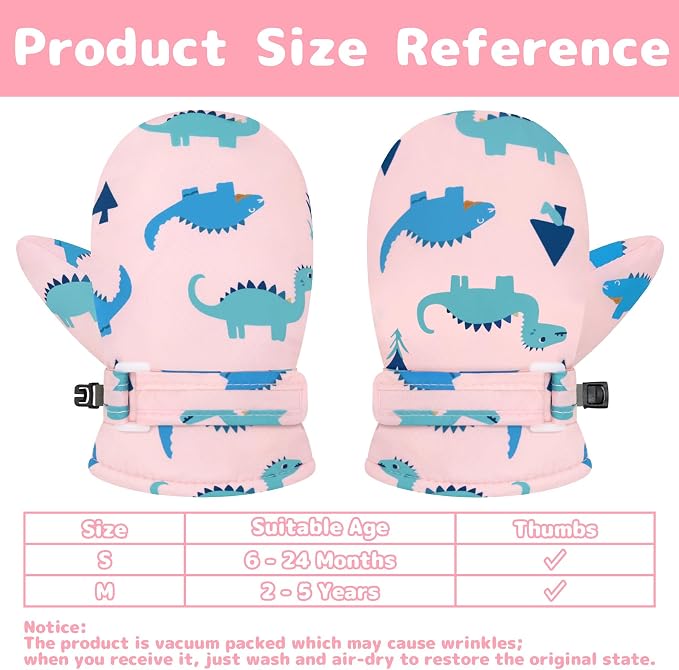 Olreco Baby Toddler Mittens Waterproof Infant Baby Winter Mittens Toddler Snow - Image 6