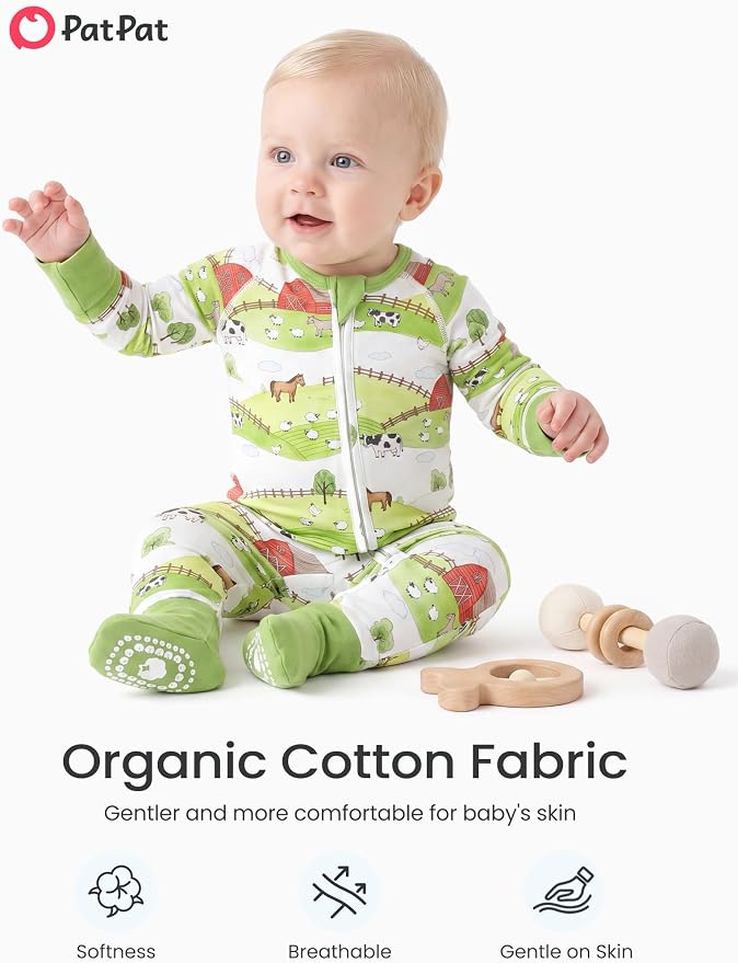 PATPAT Organic Cotton Baby Footie Pajamas - Image 3