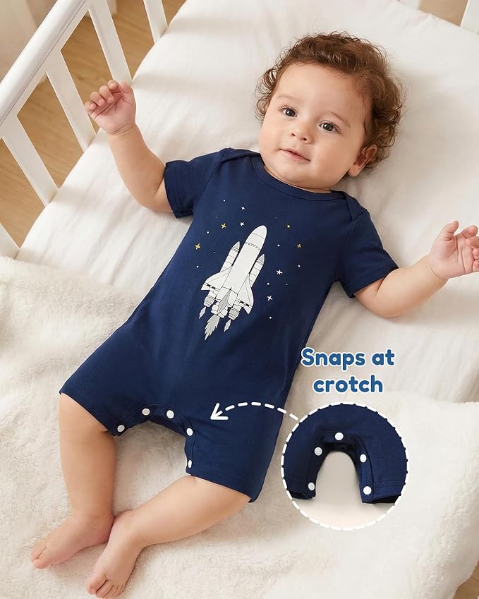 NZRVAWS Newborn Baby Boy Clothes Infant Romper 2-Pack outfit Cute Pattern - Image 4