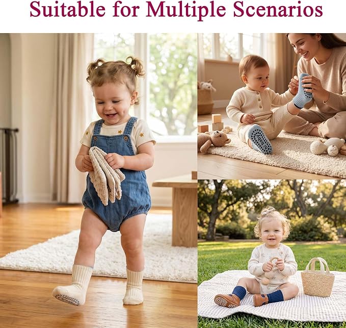 8 Pairs Baby Toddler Socks Non-Slip Grip Socks - Image 7