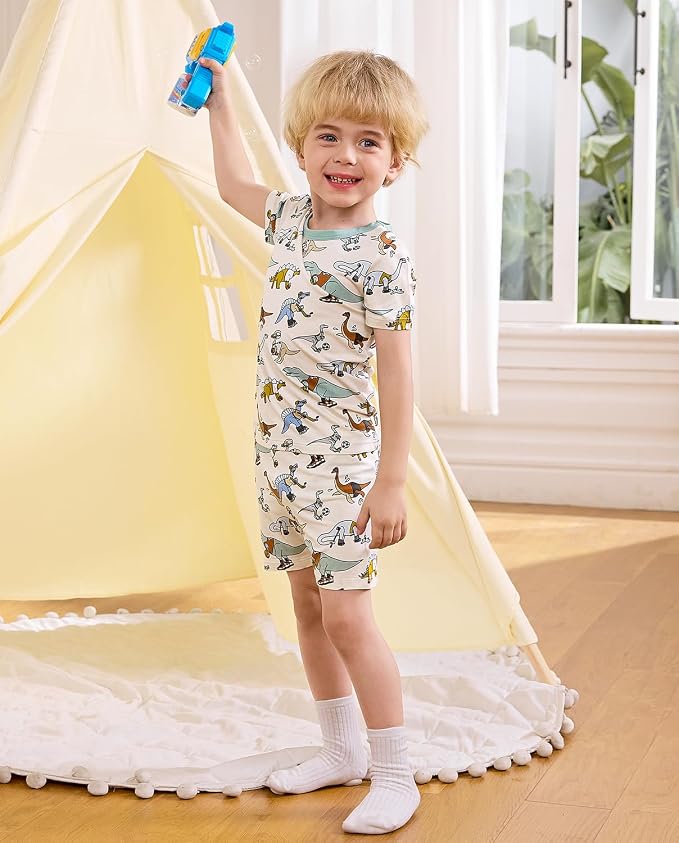 babee Reshinee Bamboo Viscose Toddler Boys Pajamas Set, Short Sleeve Kids - Image 9