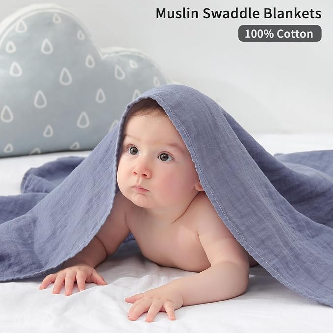 POMISO Muslin Swaddle Blankets for Boys & Girls, Newborn Receiving Blankets - Image 2