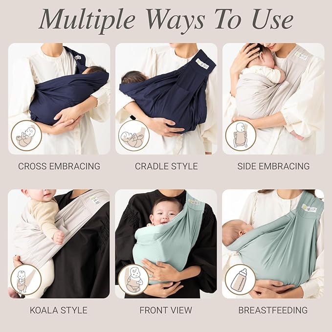 Baby Sling Carrier for Newborn to Toddler(8-45 Lbs), Cozy Wearing Baby Wrap Carrier with Adjustable Shoulder Strap Safety Buckle,Portable Lightweight Child Carrier Sling One Size Fit All Parents-Green