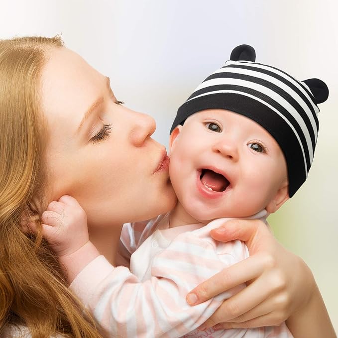 Geyoga 9 Pieces Newborn Baby Hat Bear Ears Infant Caps Baby Boy Girl Toddler - Image 7