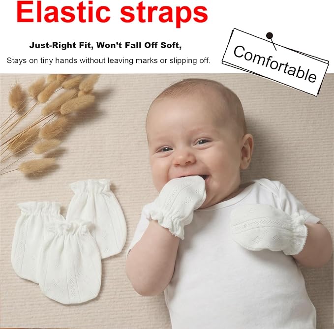 MOMSMENU Baby Mittens Newborn Girl 0-6 Months No Scratch Ruffle Mesh 5-Pack | - Image 4