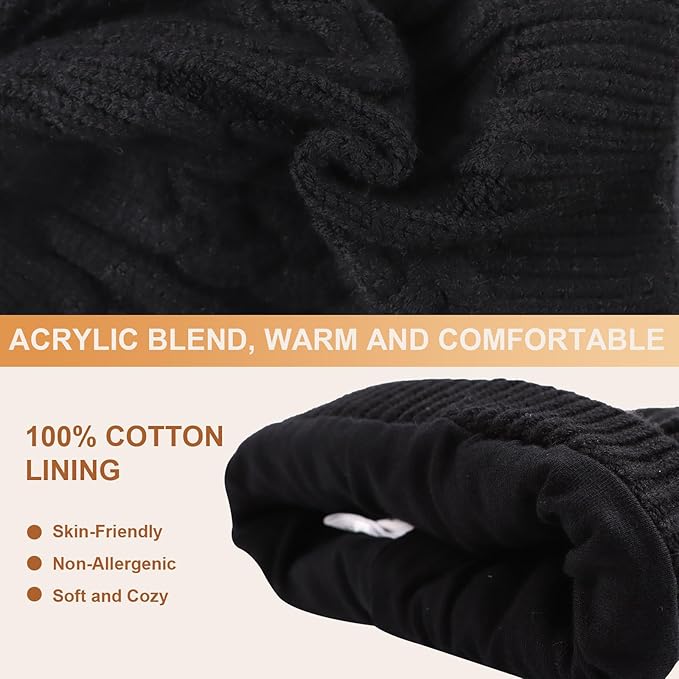 JANGANNSA Winter Warm Knitted Baby Hat for Girls Cotton Lined Infant Toddler Hat Autumn Cute Bow Classic Girls Beanie 0-6Y