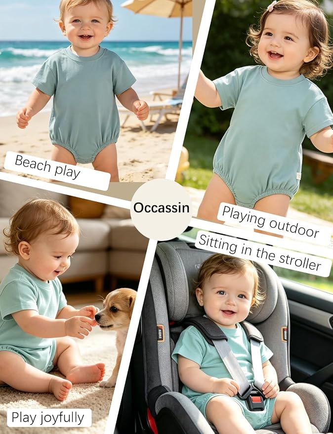 Baby Bubble Onesie Romper 100% Organic Cotton Clothes Short Sleeve Summer Solid - Image 7