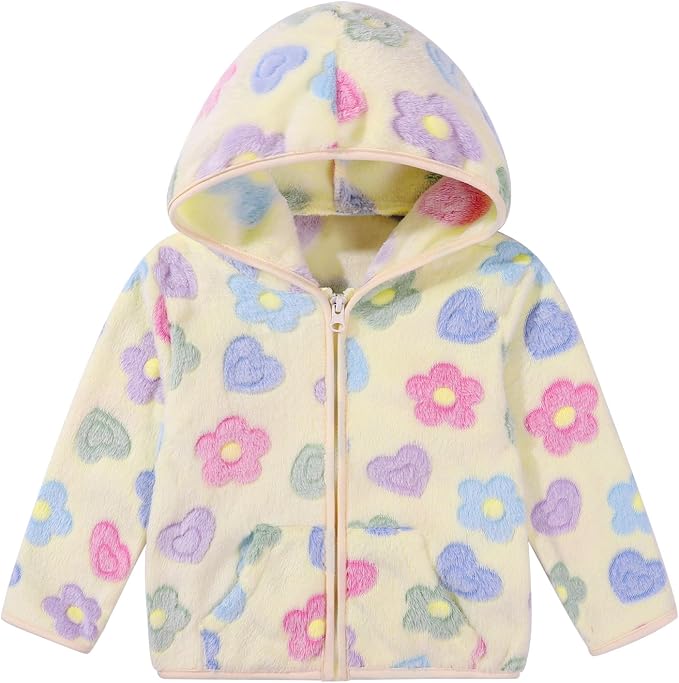 Toddler Baby Girl Fleece Jackets Fall Clothes Hooded Zip Fuzzy Coats by Adarl