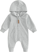 Infant Baby Boy Girl Clothes Solid Hoodie Romper Zip Up Long Sleeve Hooded by DNOMAID+YZARC