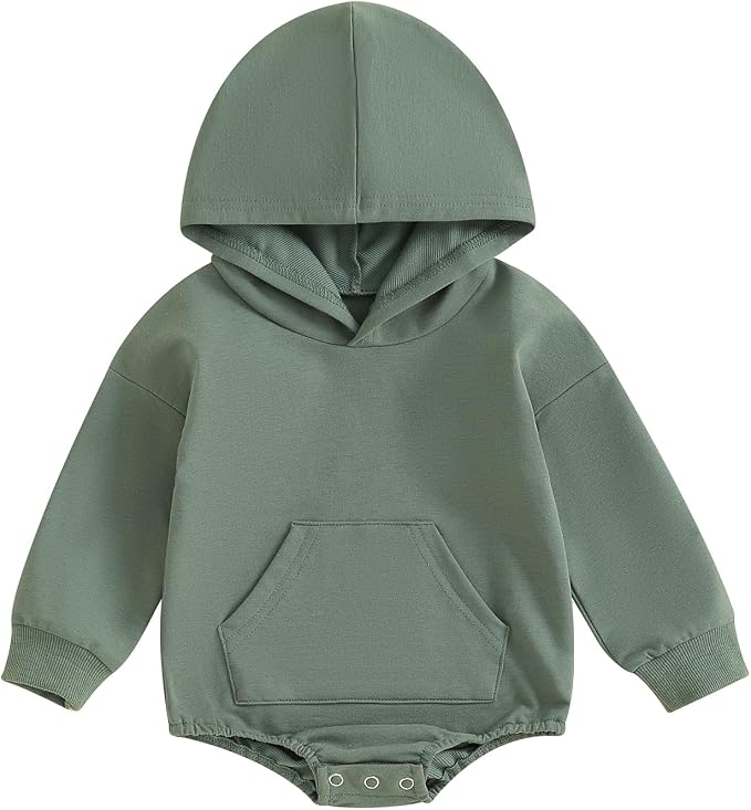 Thorn Tree Newborn Baby Boys Hooded Sweatshirt Long Sleeve Solid Romper Infant by ThornTree