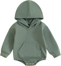 Baby Girl Boy Hooded Sweatshirt Long Sleeve Solid Color Romper Infant Baby Fall by Unknown