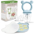 JEXFUN Silicone Baby Fruit Food Feeder Pacifier & Breastmilk Popsicle Freezer Molds for Cooling Relief, BPA Free Silicone Feeder to Safely Introduce New Foods, Double as Teething Toys, 4 Month+