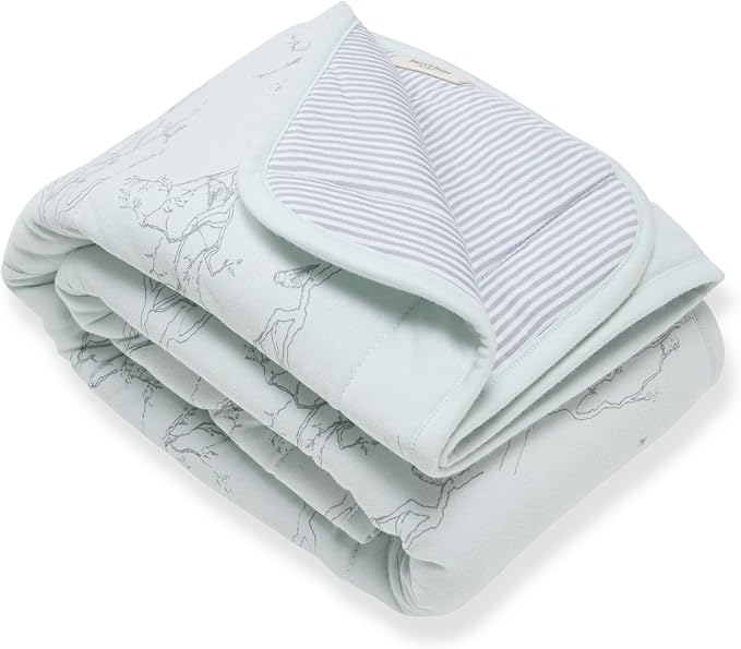 Burt's Bees Baby Organic Cotton Infant Reversible Blanket, Nursery Bedding | by BurtsBeesBaby