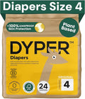 DYPER Baby Diapers Size 4 (24 Count) – Plant-Based, Hypoallergenic, Fragrance-Free & Ultra Absorbent Disposable Diapers for Day and Overnight Skin Protection, Single Pack Size 4 Diapers