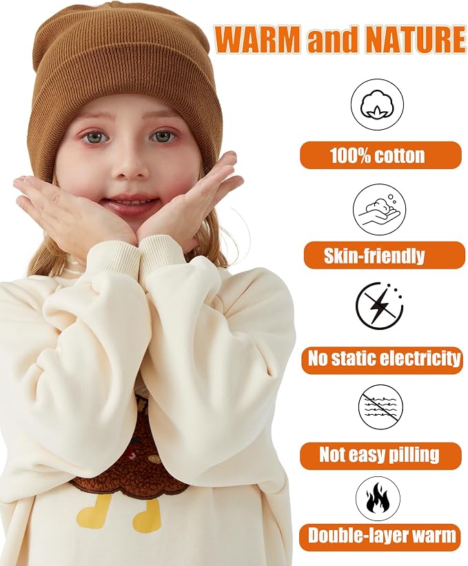 ROYBENS 100% Cotton Baby Beanie Cute Toddler Winter Hat Knit Caps Ages 0-8 | - Image 5