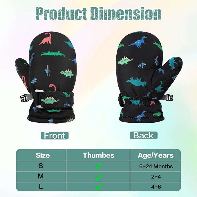 Toddler Mittens Lined Fleece Snow Gloves - Image 4