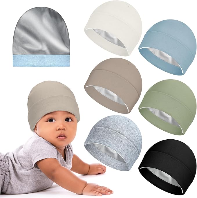 6 Pack Satin Lined Baby Beanie Newborn by Cotwinter