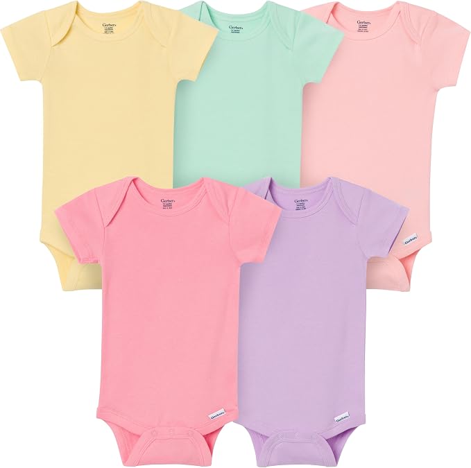 Gerber Baby Boys & Girls 5-Pack Solid Onesies Bodysuits by Gerber