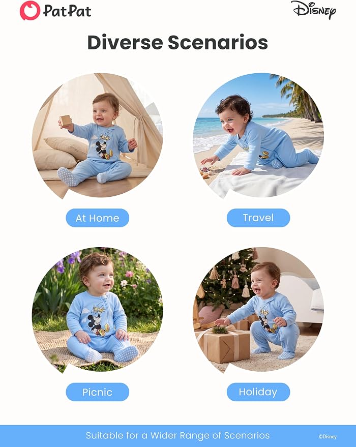 Disney Baby Boys Zip One-Piece Non-Slip Footie Romper - Image 7
