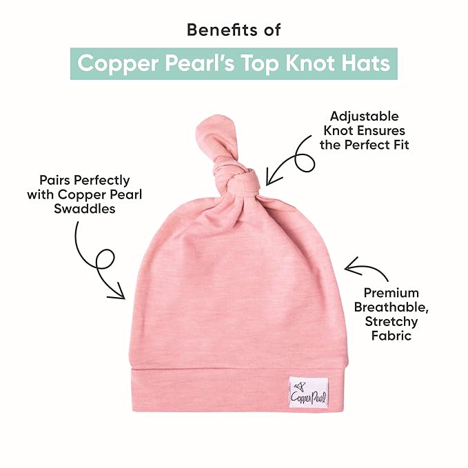 Copper Pearl Baby Beanie Hat Top Knot Stretchy Soft Briar