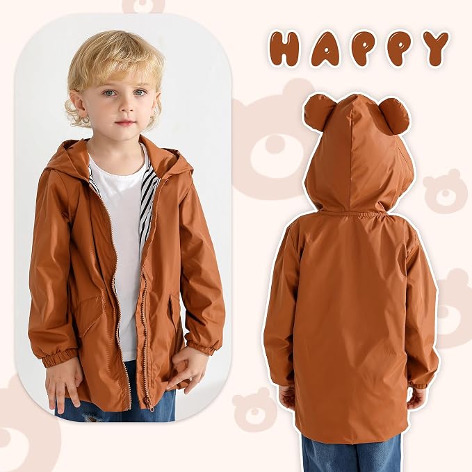 YOUNGER TREE Toddler Baby Boy Girl Duck Raincoat Cute Cartoon Hoodie Zipper - Image 3