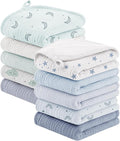 Bearmoss 10 Pack Muslin Burp Cloths, Newborn Essentials Large Extra Washcloths by Bearmoss