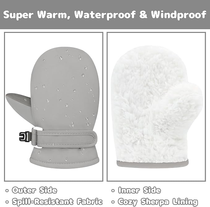 Olreco Baby Toddler Mittens Waterproof Infant Baby Winter Mittens Toddler Snow - Image 2