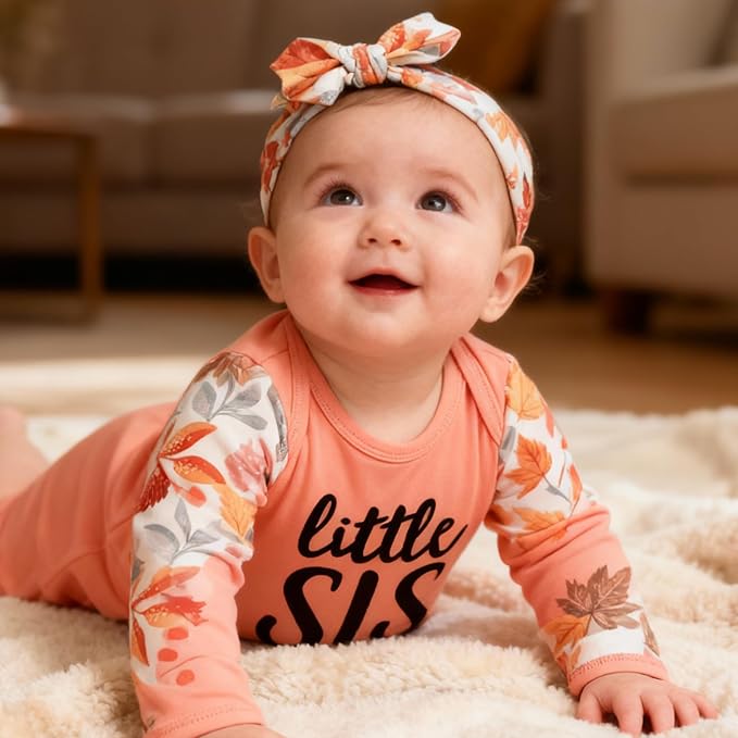AMAWMW Newborn Baby Girl Little Sister Sleeper Gown Stripe Long Sleeve - Image 2