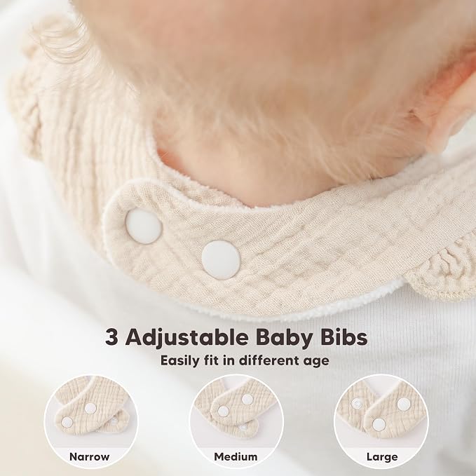Bearmoss 8 Pack Muslin Baby Bibs - Image 5