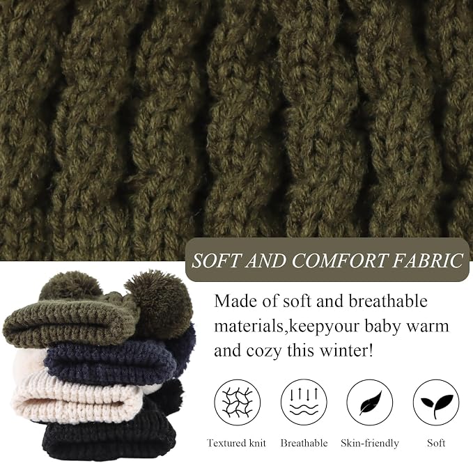 Yuoahcn Baby Girl Beanie Winter Baby Boy Hat Pom pom Warm Infant Toddler Cold - Image 3