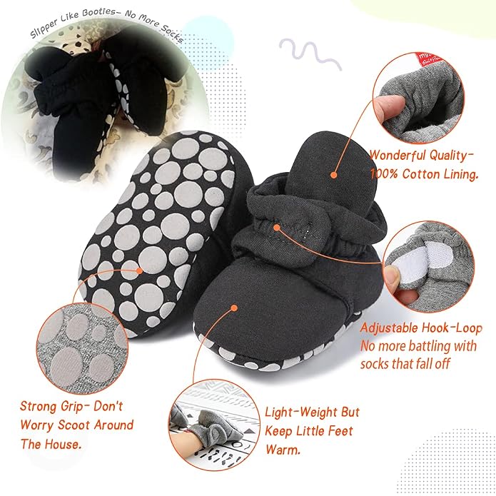 Sawimlgy Newborn Infant Baby Girl Boy Cotton Booties Stay On Sock Slippers Soft - Image 4