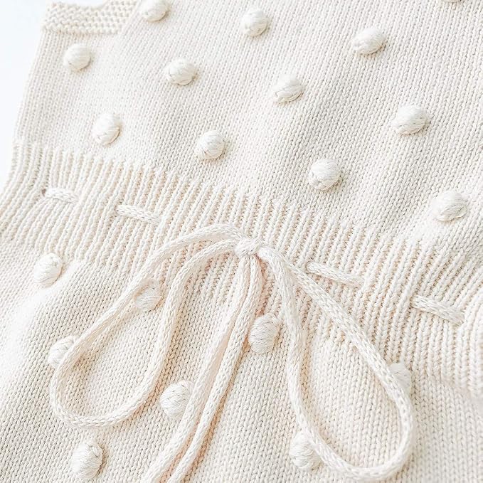 Simplee kids Baby Girl Romper, Sleeveless Pompoms Square Neck | Soft Breathable - Image 4