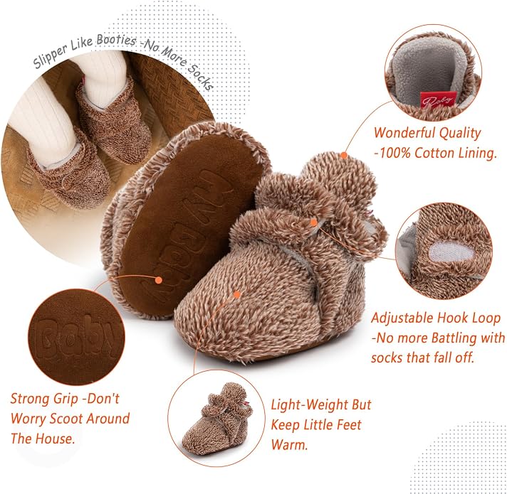 Sawimlgy Newborn Infant Baby Girl Boy Cotton Booties Stay On Sock Slippers Soft - Image 5
