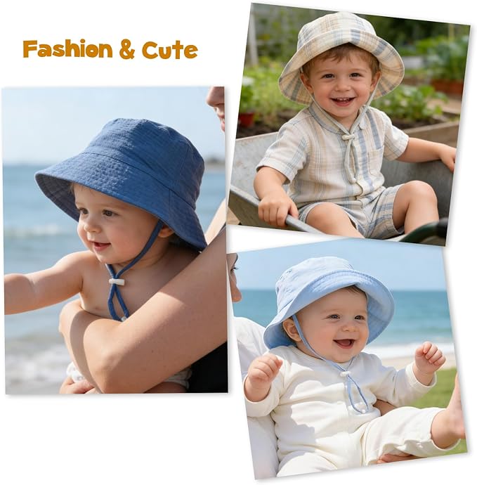 Baby Sun Hat Infant Toddler Summer Cotton Yarn Bucket Hat - Image 7
