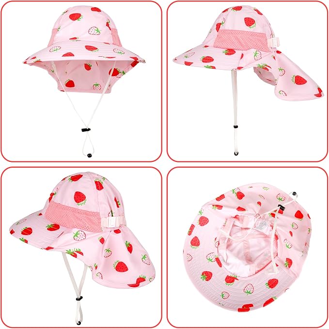Toddler Baby Sun Hat Kids Summer Beach Essentials Adjustable Beach Hats - Image 5