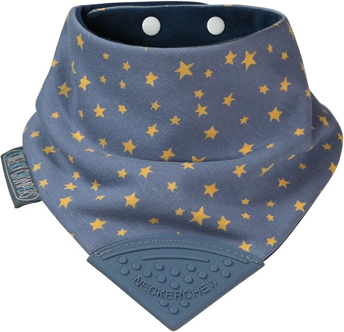 Cheeky Chompers Neckerchew Teething Bib, 2-in-1 Bandana Style Bib w/Food Grade by CheekyChompers