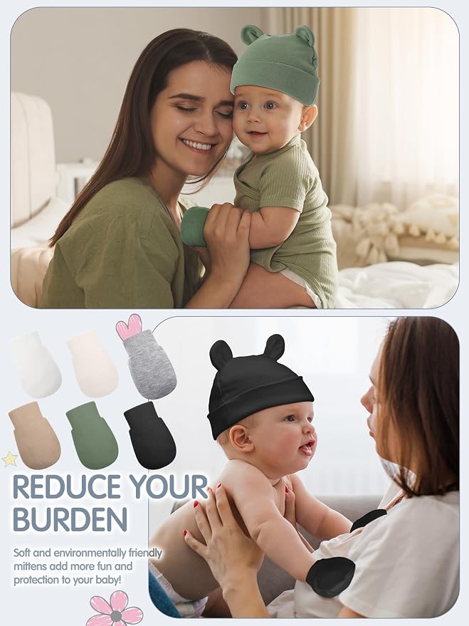 Geyoga 12 Pcs Baby Hat | Newborn Hats Mittens - Image 7