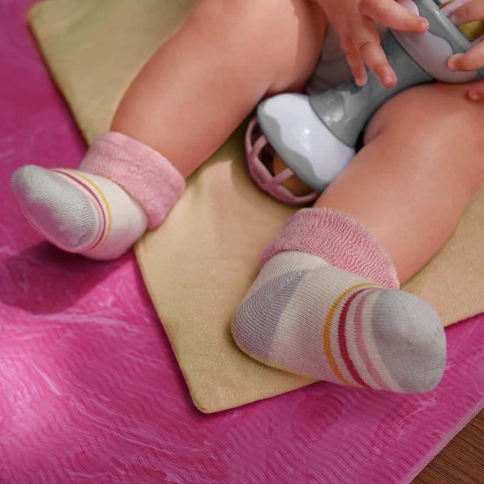 RATIVE Newborn Baby Socks 0-6, 6-12 Months Terry Turn Cuff Socks - Image 8