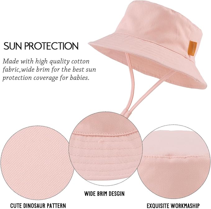 JANGANNSA Cotton Baby Sun Hat Infant Toddler Boys Girls Bucket Hats Summer Sun - Image 4