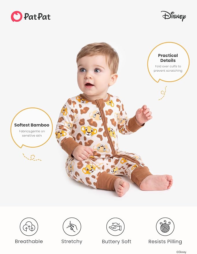 Disney Baby Viscose Made from Bamboo 2-Way Zipper Footie Outfit NB to Inf - Image 6
