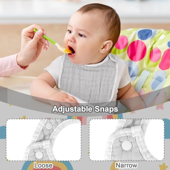 Accmor Muslin Baby Bibs, 6 Pack Soft Cotton Baby Bandana Drool Bibs - Image 4