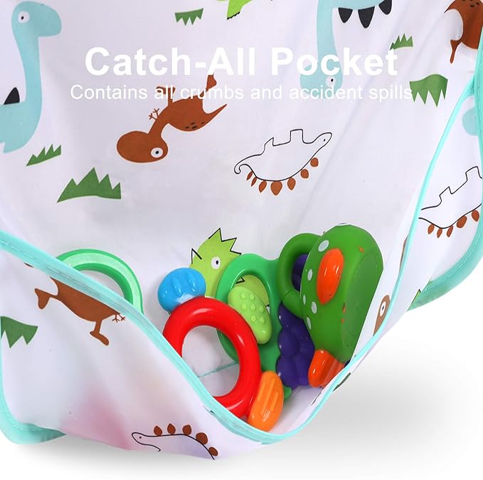 Accmor 4 Pack Long Sleeve Bibs, Baby Smock Waterproof Full Sleeved Bib - Image 4
