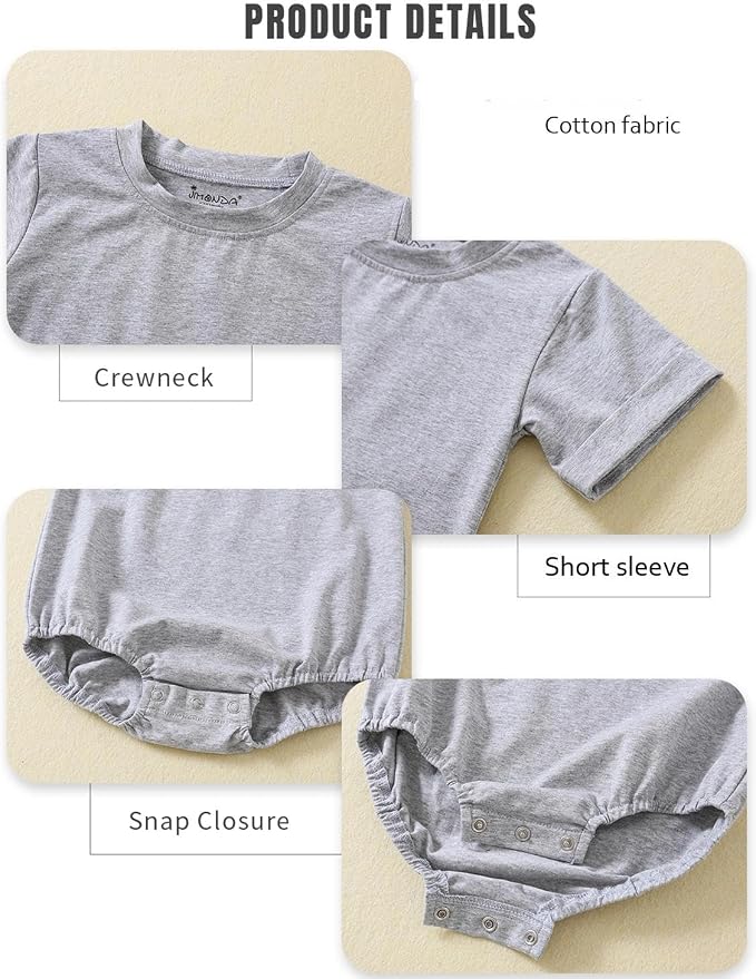 Jimonda Baby Bubble Romper Short Sleeve Bodysuit T-Shirt | 100% Cotton - Image 3