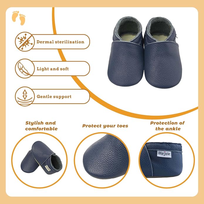 Mejale Baby Infant Toddler Shoes Slip-on Soft Sole Leather Moccasins Pre-Walkers - Image 4
