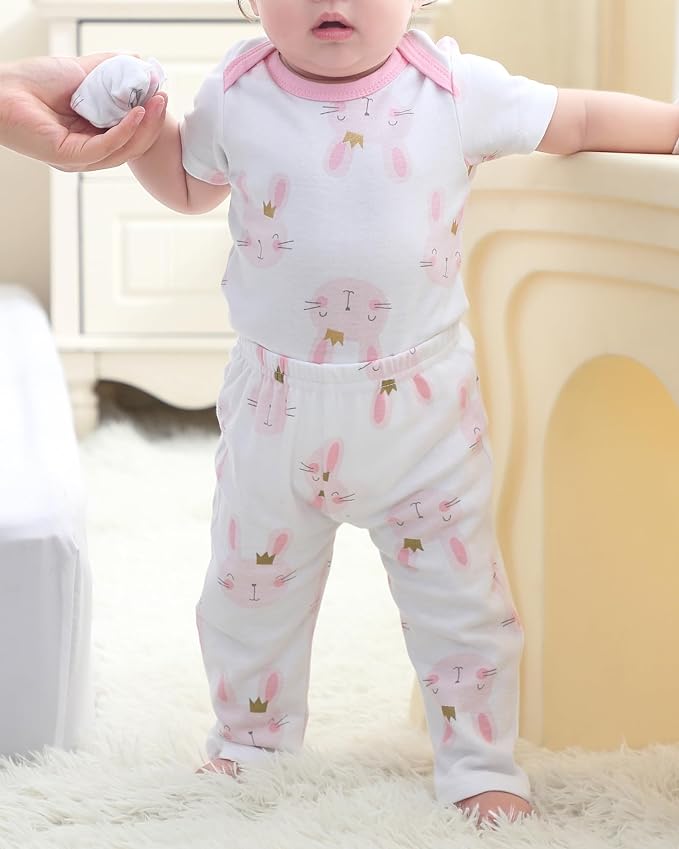 Baby Bodysuit and Pant Set Cotton Ribbed Mix Infant Girl Clothes | Unisex - Image 3
