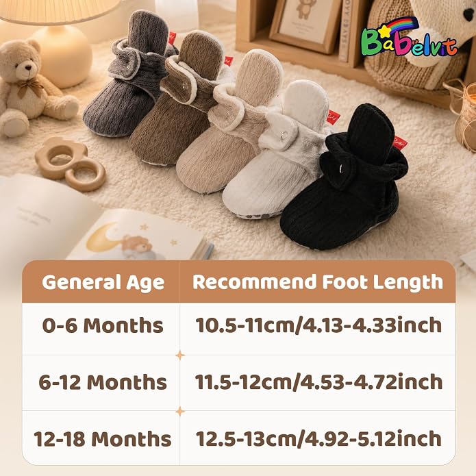 Babelvit Newborn Baby Boy Girl Soft Fleece Booties Stay On Infant Slippers - Image 3
