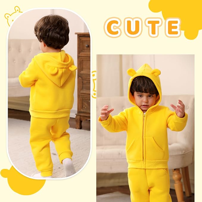 Happy Town Baby Clothes for Girls Boys Clothes Solid Color Zipper Hoodie and - Image 3