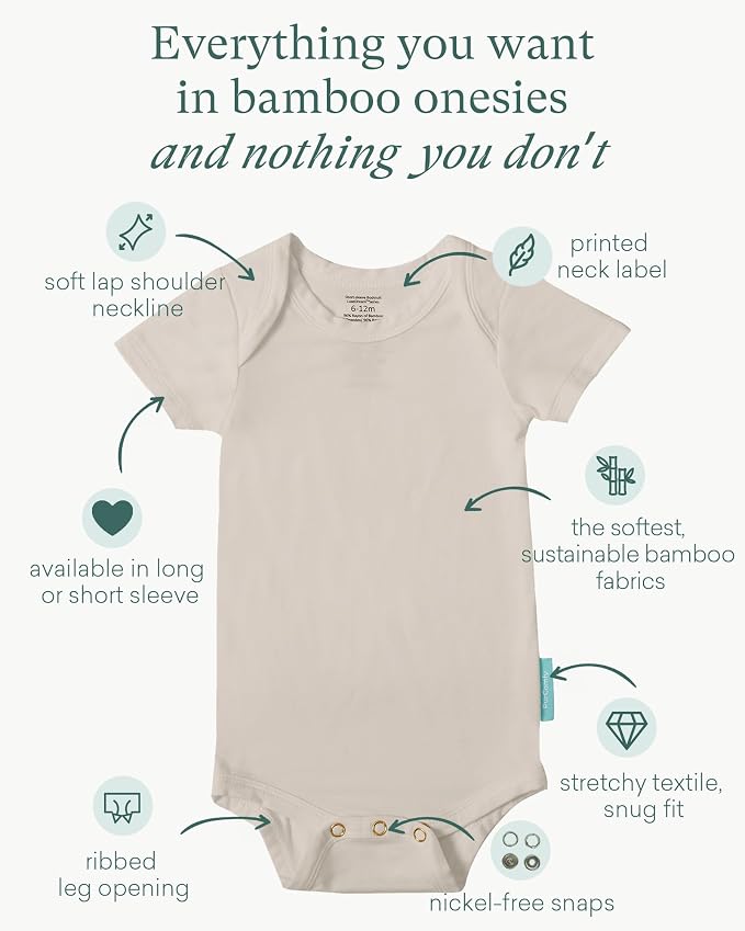 PurComfy Bamboo Viscose Short Sleeve Bodysuit Baby, Unisex Baby | Ideal - Image 2